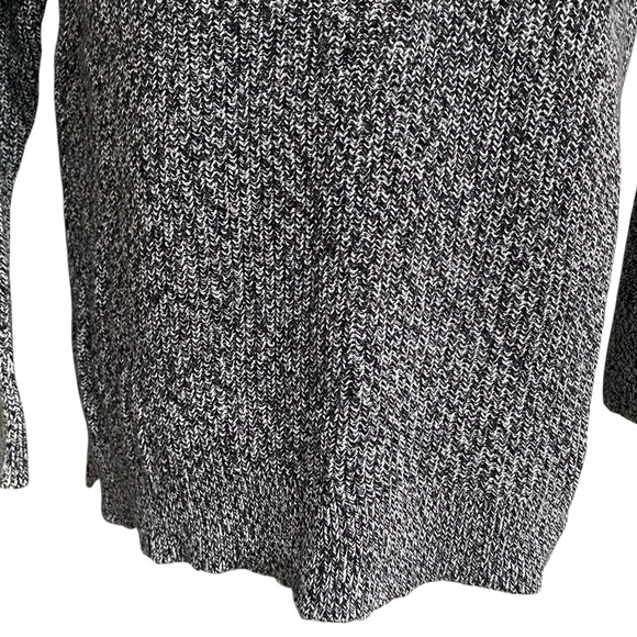 LOFT Black White Salt Pepper Knit Cotton Sweater Button Shoulder Size Small - Picture 3 of 13